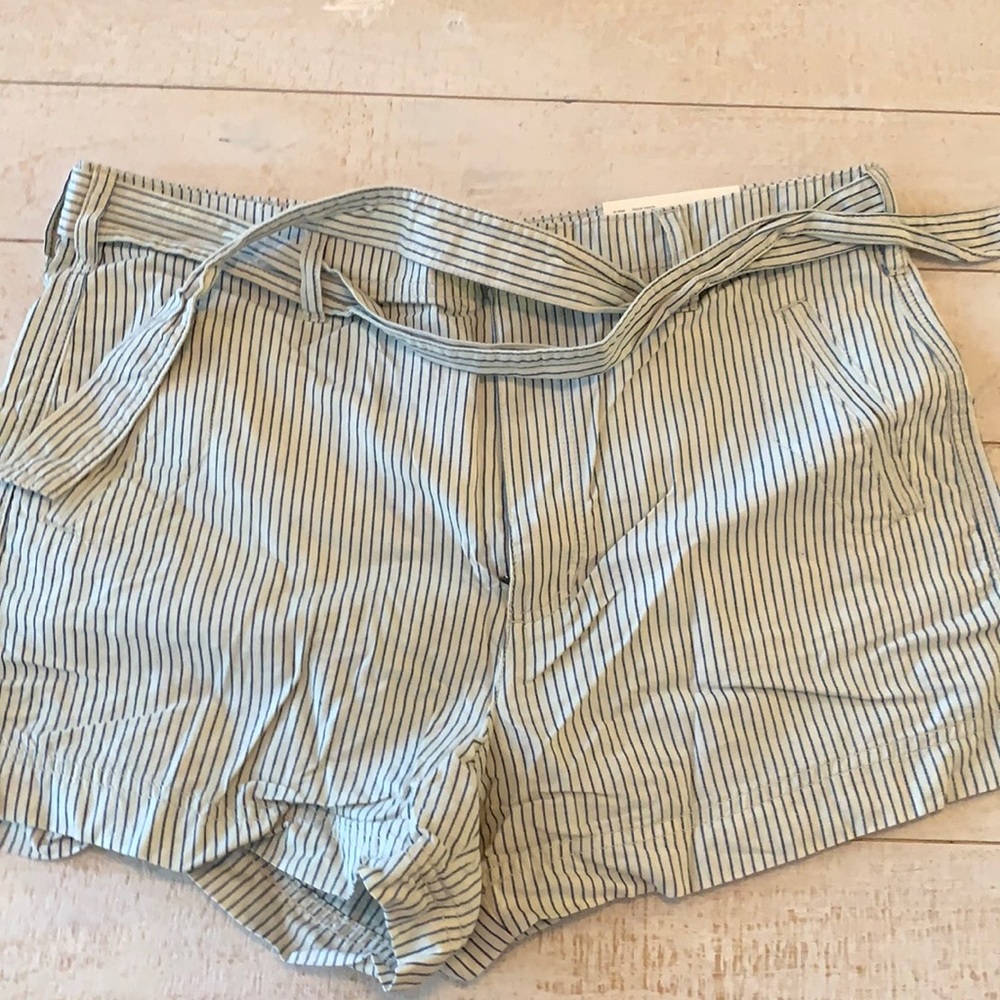 Blue and white striped shorts
